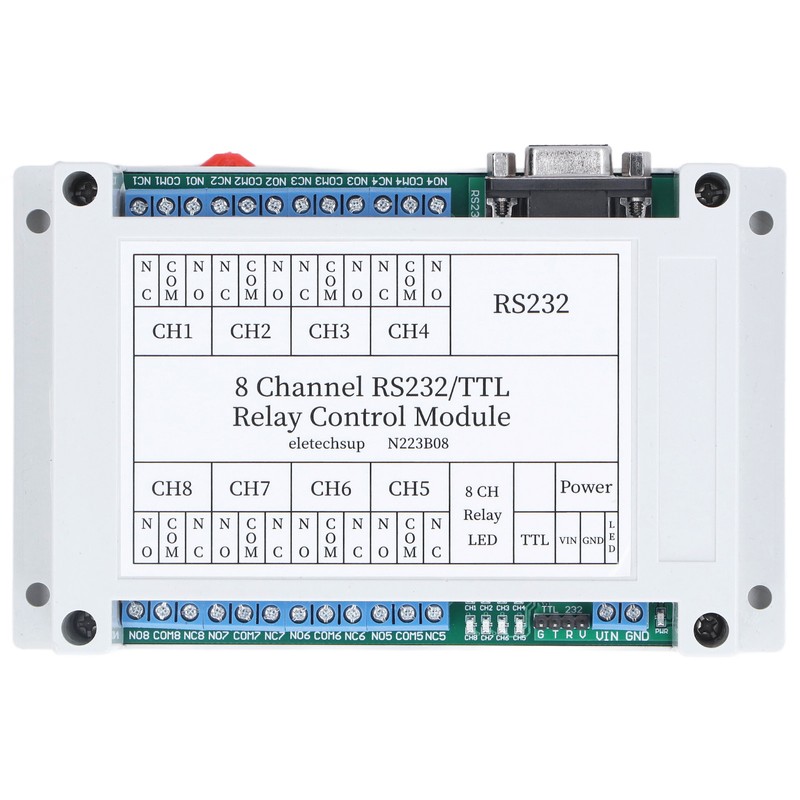 N223B08 8CH DC 12V RS232 Relay Module Serial Port Remote