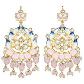 Aheli Fashion Enamel Meenakari Pearl Hanging Long Dangle Drop Earrings Indian Traditional Bollywood Jewelry Gift for Women
