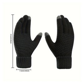 Touchscreen Winter Knit Gloves - Warm Full Finger Gloves for Men & Women