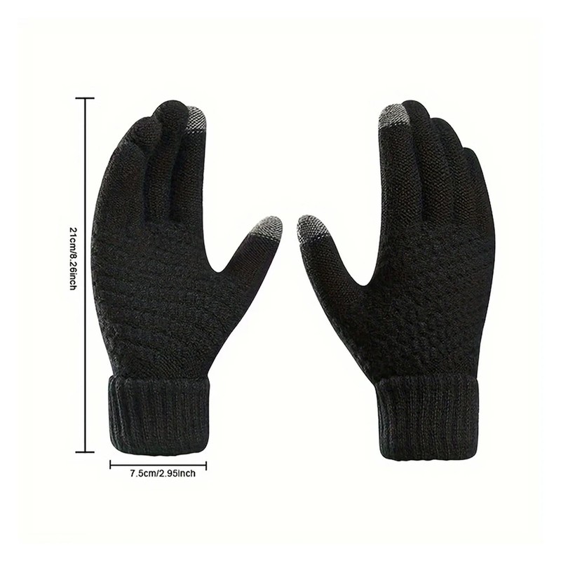 Touchscreen Winter Knit Gloves - Warm Full Finger Gloves for