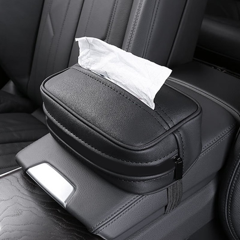 Car Tissue Box Multifunction Leather Seat Back Napkin Holder Container