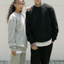 Casual Oversized Plain Fleece Sweatshirt Unisex Navy/M