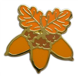 Novel Merk Pumpkin & Fall Appreciation Lapel Pin, Hat Pin & Tie Tack Set with Clutch Back (3- Acorns)