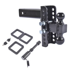 Black 6 inch Drop/Rise 22,000LBS Adjustable Trailer Hitch Drop Hitch Tow Hitch for 2.5 inch Receiver, with 2" & 2-5/16" Ball Hitches & Anti-Theft Pin Vahaha