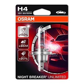Osram 64193 H4 Halogen Spot Light, 12 V, Night Breaker Unlimited, None