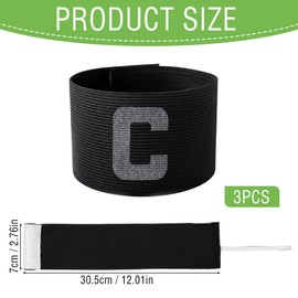 Tyqour 3 Pcs Captain Arm Bands for Soccer, 12.01 X 2.76 Inch Soccer Captain Armband Adjustable Soccer Captain Armband, Football Accessories for Adult Youth Soccer Team (Black)