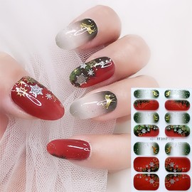 4 Sheets Christmas Nail Wraps Stickers 5D Charms Gold Reindeer Gel Nail Stickers Strips Self-Adhesive with Snowflake Xmas Trees Elk Nail Polish Strips Purple Red Full Wrap for Women Acrylic Nails DIY