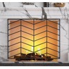 Fire Beauty Single Panel Handcrafted Wrought Iron Mesh Chevron Fireplace