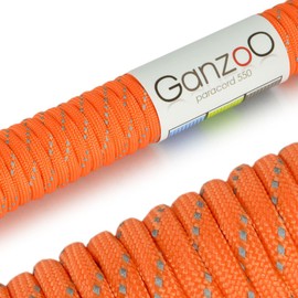 Paracord 550 reflective rope, universally applicable, survival rope made of tear-proof parachute cord (core coat rope made of nylon) universal survival cord - 7 cords 31m/100ft 550lbs capacity, colour: orange. IMPORTANT: THIS PARACORD ROPE IS NOT SUITABL