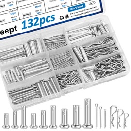 Seept 132Pcs Clevis Pins 304 Stainless Steel Cotter Pin Hair Pin Carbon Steel Single Hole Clevis Pin for Trailer Latch Cotter Pin Hair Pin Clevis Pin Assortment Kit