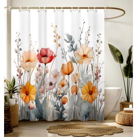 Stanoha Shower Curtain for Bathroom Stall Modern Cute Aesthetic Washable Decorative Girly Waterproof Unique Wildflower Elegant Girls Chic Print Design Teen Women Cortinas de Baño Bathtub 72 x72 Inch