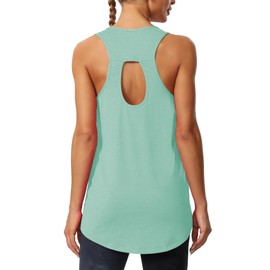 Cakulo Womens Workout Athletic Tank Tops Loose Gym Yoga Racerback Sleeveless Running Sports Shirts Tops Heather Turquoise XL