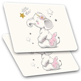 Rectangle Stickers (Set of 2) 10cm - Cute Baby Elephant Cartoon Fun Decals for Laptops,Tablets,Luggage,Scrap Booking,Fridges, #12871