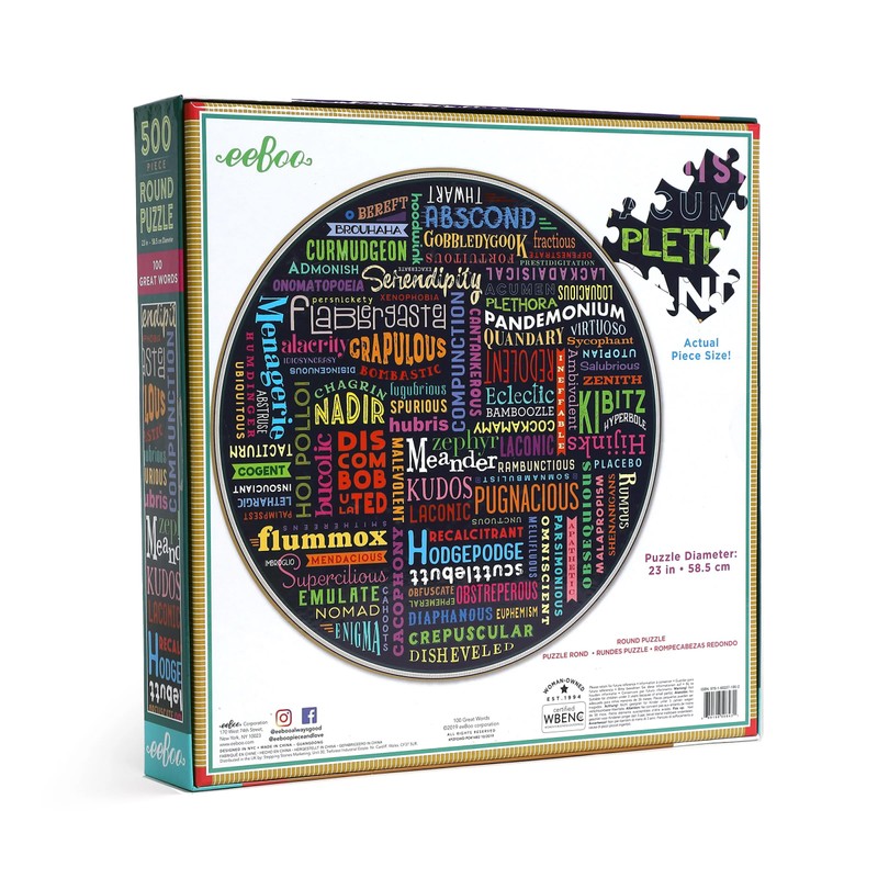 eeBoo 500 Piece Puzzle - 100 Great Words Jigsaw Puzzle