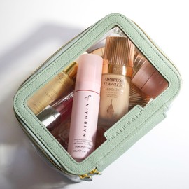 Hair Gain Cosmetics Bag - Travel Makeup Bag, Vanity Case, Large Cosmetic Bag for Beauty & Makeup, Portable Waterproof Case Organizer for Women, Girls - Gift for Traveling (Mint Green)