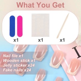 Winsyison 24pcs Press on Nails, White French Tip Press on Nails, Medium Length Square Acrylic Glue on Fake-Nails Reusable Manicure Supplies Kits for Women Wedding Prom Party Dating