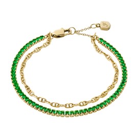 Fossil Women's Heritage D-Link Glitz Gold-Tone Brass Chain Tennis Bracelet