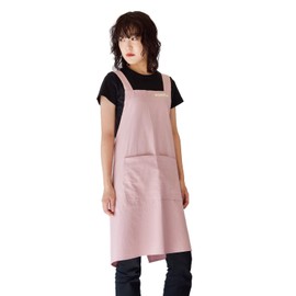 Superbian Apron, Linen, Kitchen Apron, Just Put On, Nursery Teacher, Cafe Apron, Unisex, Stylish, Large Size, Hidden Buttocks, Mother's Day, Gift, dull pink