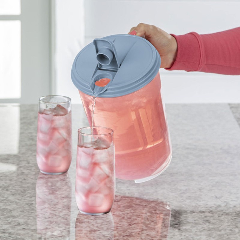 Sterilite 12 Pack 1 Gal Round Pitcher, Drink Dispenser Jug,