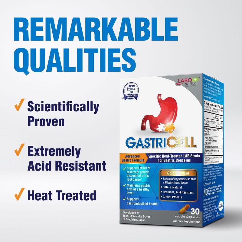 LABO Nutrition GASTRICELL - Acid Reflux, Heartburn, Recurring Gastric Discomfort,