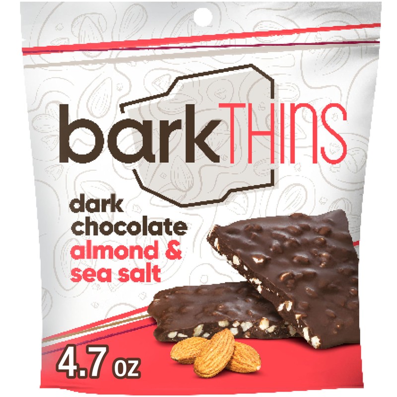 barkTHINS Dark Chocolate, Almond and Sea Salt Snacking Chocolate Bags,