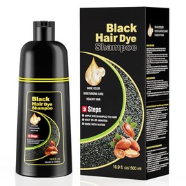 KAISASA Champú para teñir el cabello negro 3 en 1 (Argán Negro)