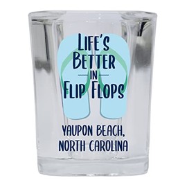R and R Imports Yaupon Beach North Carolina Beach Souvenir 2 oz Square Base Shot Glass 4 Pack