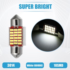 A ABSOPRO 31mm DE3175 DE3021 Festoon LED Bulbs White Bright 31mm DE3175 LED Bulbs Error Free Canbus 3175 6428 DE3022 18SMD 3014 Chipsets Metal Silver Tone Yellow (Set of 2)