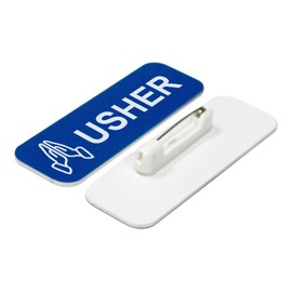 Usher 1 x 3" Name Tag/Badge, Blue, Praying Hands (3 Pack)