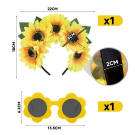 1 Sunflower Headband And 1 Flower Glasses, Party Costume Accessories, Creative Hair Accessories, Photo Props.