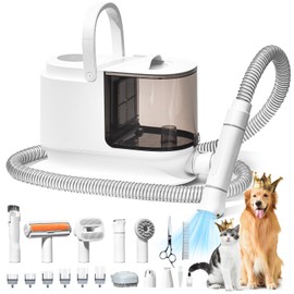 Bunfly Dog Hair Vacuum & Dog Grooming Kit, Powerful 13KPA Pet Grooming Vacuum - 99% Hair Removal Efficiency, 16 Grooming Tools for Pets, Home Cleaning