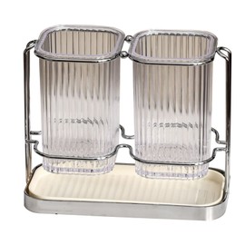 Household Chopstick Tube Kitchen Knife Chopstick Organizer Plastic Chopstick Drainage Organizer Silver White