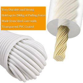 20m White Washing Line Rope Strong, Heavy Duty Washing Line, Strong Clothes Lines Rust-proof and Waterproof for Outside Garden