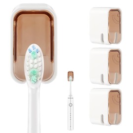 3‑Pack Wall‑Mount Toothbrush Holders with Flip‑Cover,No‑Drill Adhesive Single‑Slot Bathroom Organizer
