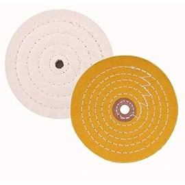 Buffing Polishing Wheel 6 inch(15.24) White (60 Ply) & Yellow (42 Ply) for Bench Grinder with 1/2"(1.27cm) Arbor Hole -2 PCS