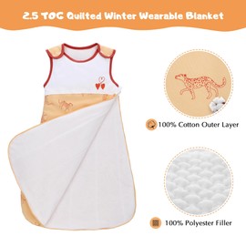 Winter Sleeping Bag Baby with Zip Cotton Winter 2.5 TOG Baby Sleeping Bag Sleeveless Warm Children's Sleeping Bag 0-18 Months, leopard