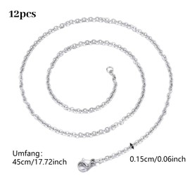 12pcs 45 CM Stainless Steel Chains Necklace Chain for DIY Jewelry Making