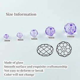 Honkoolly 200pcs Crystal Glass Beads 6mm Faceted Rondelle Glass Spacer Beads with Hole for Bracelets Necklace Earring DIY Jewelry Making Craft(Crystal Purple)