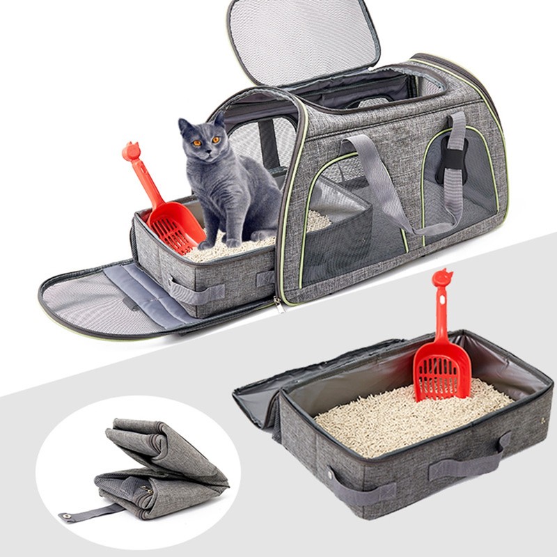 Portable Cat Travel Litter Box for Cats in Car Odor