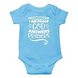 I am Proof God Answers Prayers – Traje para niñas o niños – overol para bebé de una sola pieza, Azul claro, Recién nacido