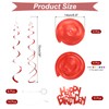 sourcing map 12pcs Red Happy Birthday Hanging Swirls Decorations, 28"