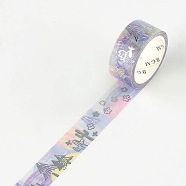 BGM - Masking Tape - Washi Tape (15mm) Foil Stamping - Crayon Land Purple Forest - for Scrapbooking Art Craft DIY