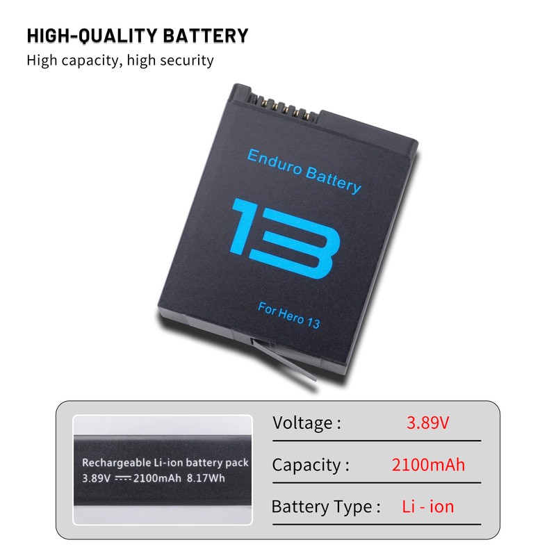 2-Pack Battery with 3-Channel Battery Charger Station for Hero 13/Mission