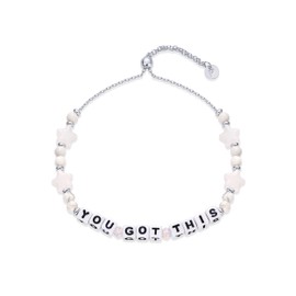 PAVOI 14K Gold Plated Colored Mantra Evil Eye Beaded Gemstone Bracelets for Women | Adjustable Friendship Beaded Bracelets with Words | I Am Enough Fearless Breathe Good Energy In My Era Grateful You