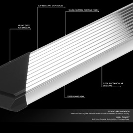 DNA MOTORING STEPB-ZTL-8211-SSBK 6.25 Inches Wide Stainless Steel Side Step Nerf Bar Running Boards Compatible with 2005-2022 Tacoma Double Cab