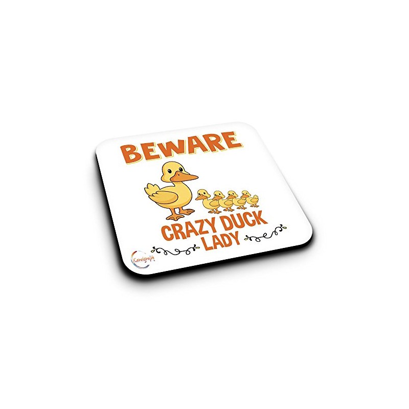 ER475 Beware Crazy Duck Lady Novelty Present Gift Printed MDF