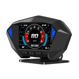 Smart Car Inclinometer Level Tilt Meter Digital Head Up Display GPS Speed Meter OBD Speedometer Display Speed, Voltage, Water Temperature Roll Angle, Pitch Angle, Over-Speed Alarm Safe Drivi ALKOY