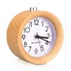 Navaris Analogue Wooden Alarm Clock with Snooze - Retro Clock