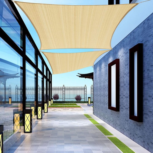 SHADEWIZ Rectangle 8' x 12' Beige Sun Shade Sail Canopy