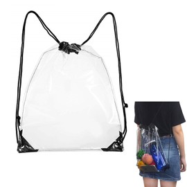 Fuugui Drawstring Backpack, Pool Bag, Transparent, Fruit Storage, Gym Bag, Sports Pack, Large Capacity, Lightweight, Beach Backpack, Waterproof, Gym Sack, Knapsack, Plastic Bag, Stylish, Beach Bag,